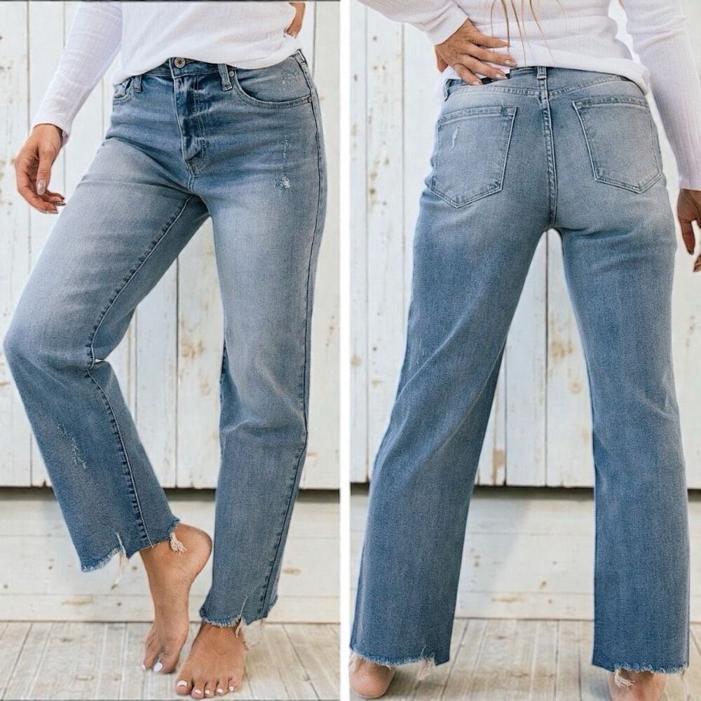 KanCan Light Wash High Rise Slim Wide Leg Jeans Size 13/30 NWT - Picture 6 of 13